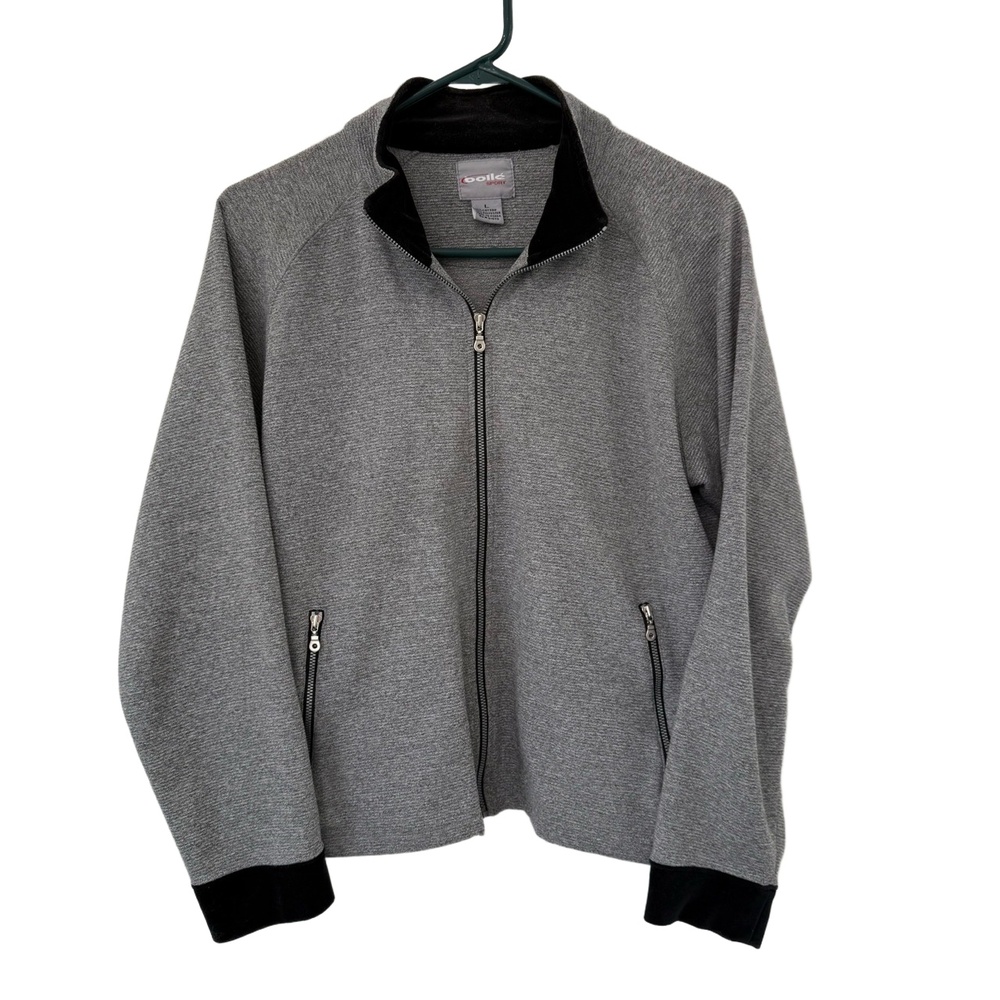 Bolle Jacket Womens Large Gray Velour Collar‎ Zip Front High Collar Pockets